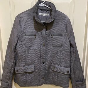 Kenneth Cole New York-Quilted Jacket-Grey/Silver-Faux Fur‎ Lining-Large